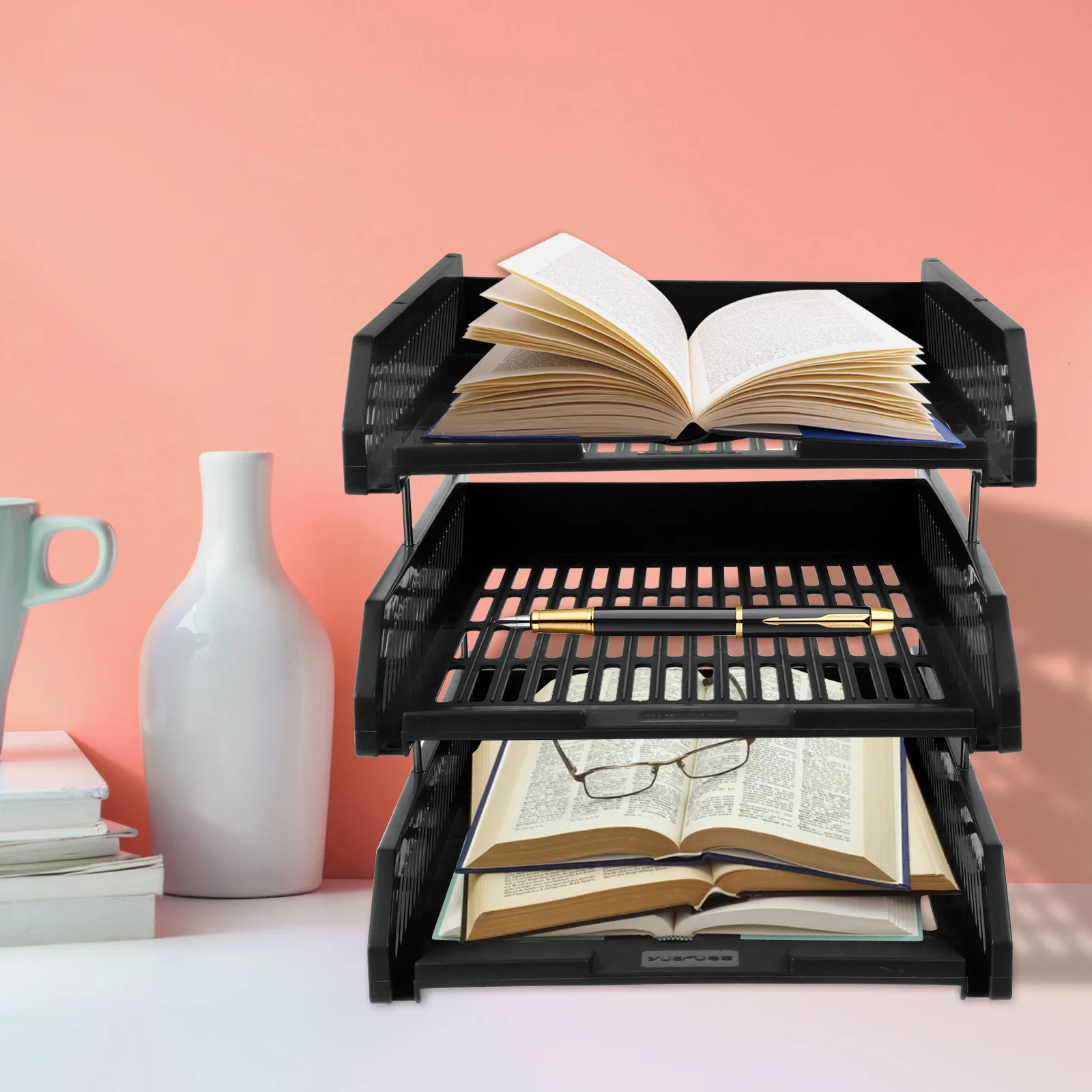 

Настольная стойка для файлов, бумажные тарелки, декоративный 3-уровневый органайзер, поднос для документов, Пластиковый Полипропиленовый мягкий клей для офиса