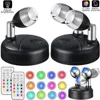 2Pack Remote Wireless LED Spotlights Rotatable Accent Lights Battery Powered Puck Picture Lights Indoor Closet Lights Wall Lamp 1