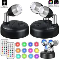 2Pack Remote Wireless LED Spotlights Rotatable Accent Lights Battery Powered Puck Picture Lights Indoor Closet Lights Wall Lamp 1