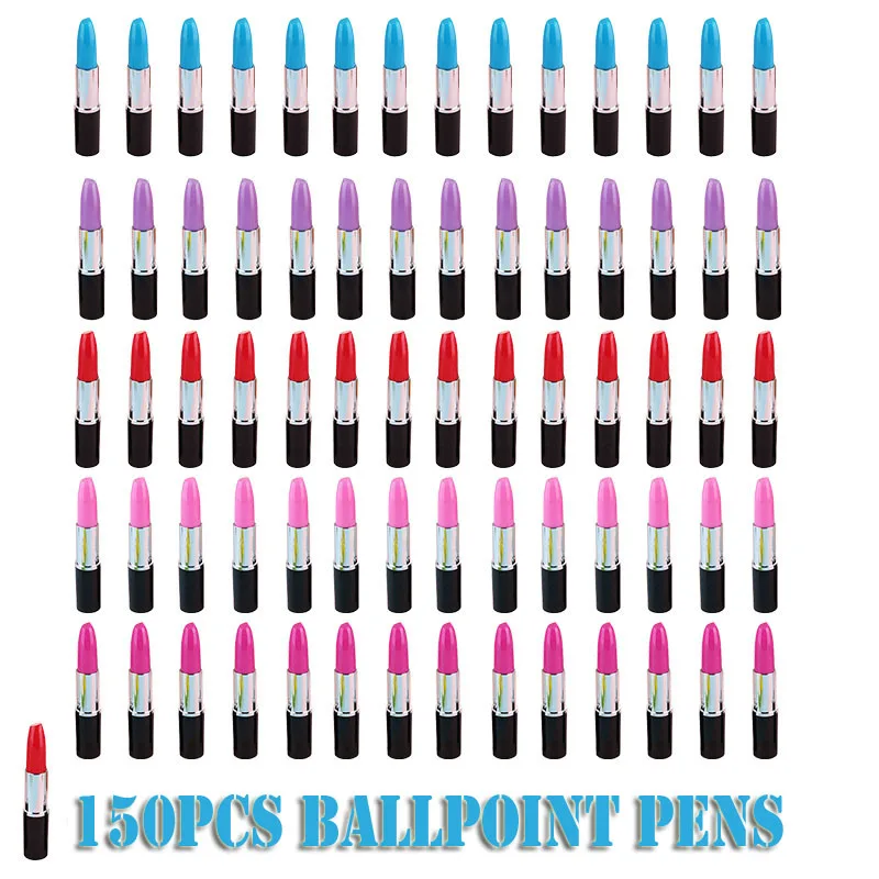 

150Pcs Lipstick Ball-Point Pen Creative Beautiful Ball-Point Pen Lipstick Sign Pen Girl Gift for Home Store School