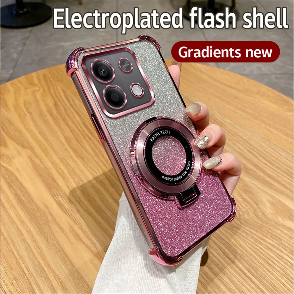 Shockproof Gradient Glitter Stand Phone Case with Bracket