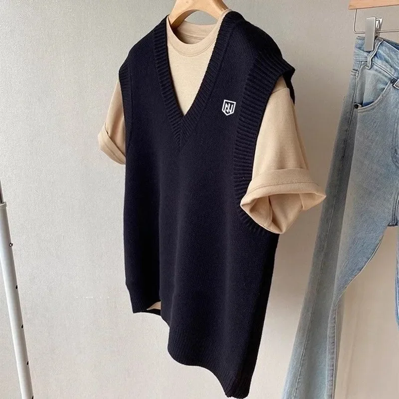 Couple Style Sleeveles Top Men's Golf Wear Autumn Korean New Golf Vest Luxury Brand V-neck Knit Vest Women's Clothing
