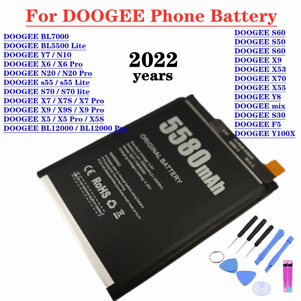 Оригинальный аккумулятор Doogee Для DOOGEE S30 S50 S60 X55 N10 N20 BL12000 Pro BL5500 s55 S70 lite X53 X70 Y100X X5S X7S X5