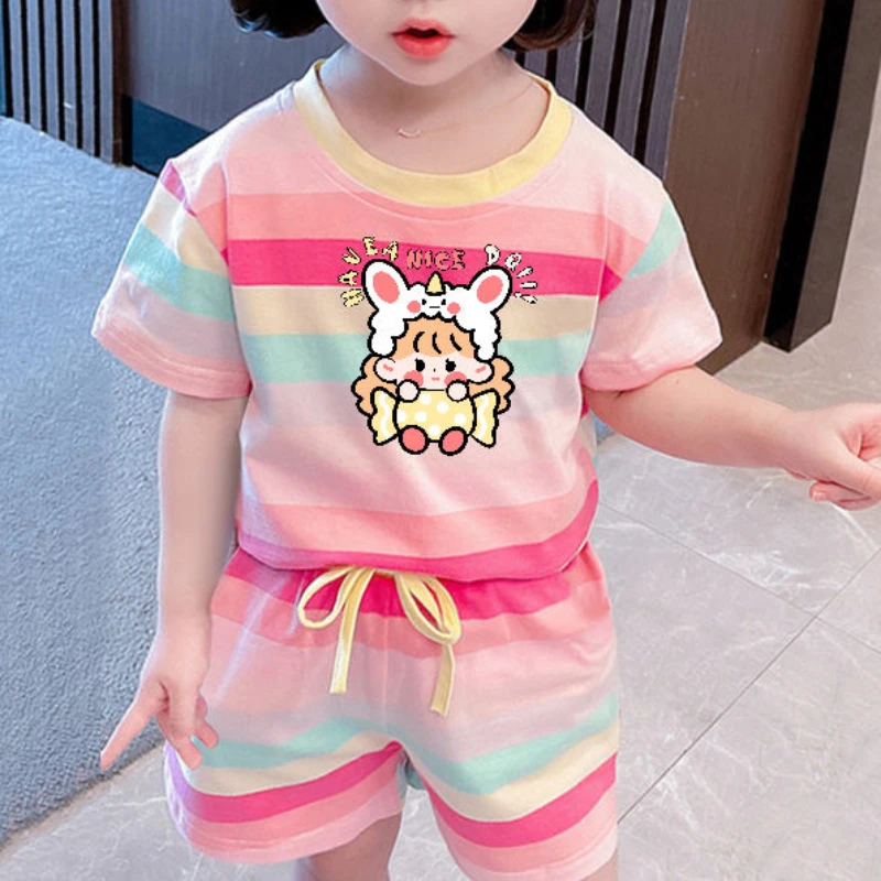 Cute Hello Kitty Summer Clothing Sets for Kids Baby Girls Outfits 2pcs