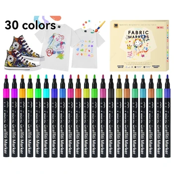 6-30 colori pennarelli per tessuti penna impermeabile tessuto permanente tessile per magliette scarpe vestiti arte fai da te graffiti disegno pittura