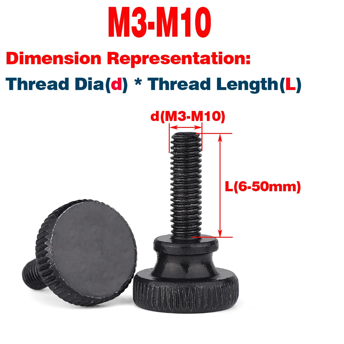 

Black Zinc Plated High Head Knurled Big Head Step Adjusting Screw M3-M10