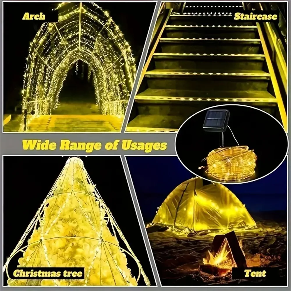 Description Picture 6 of itemSolar Tube String Lights 8 Modes Outdoor LED Copper Fairy String Tube Lights For Christmas Halloween Holiday Decoration Lighting