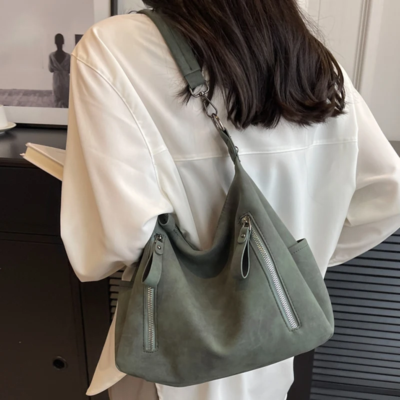 Luxury Designer Retro Matte PU Leather Crossbody Bag - Large Capacity Shoulder Handbag
