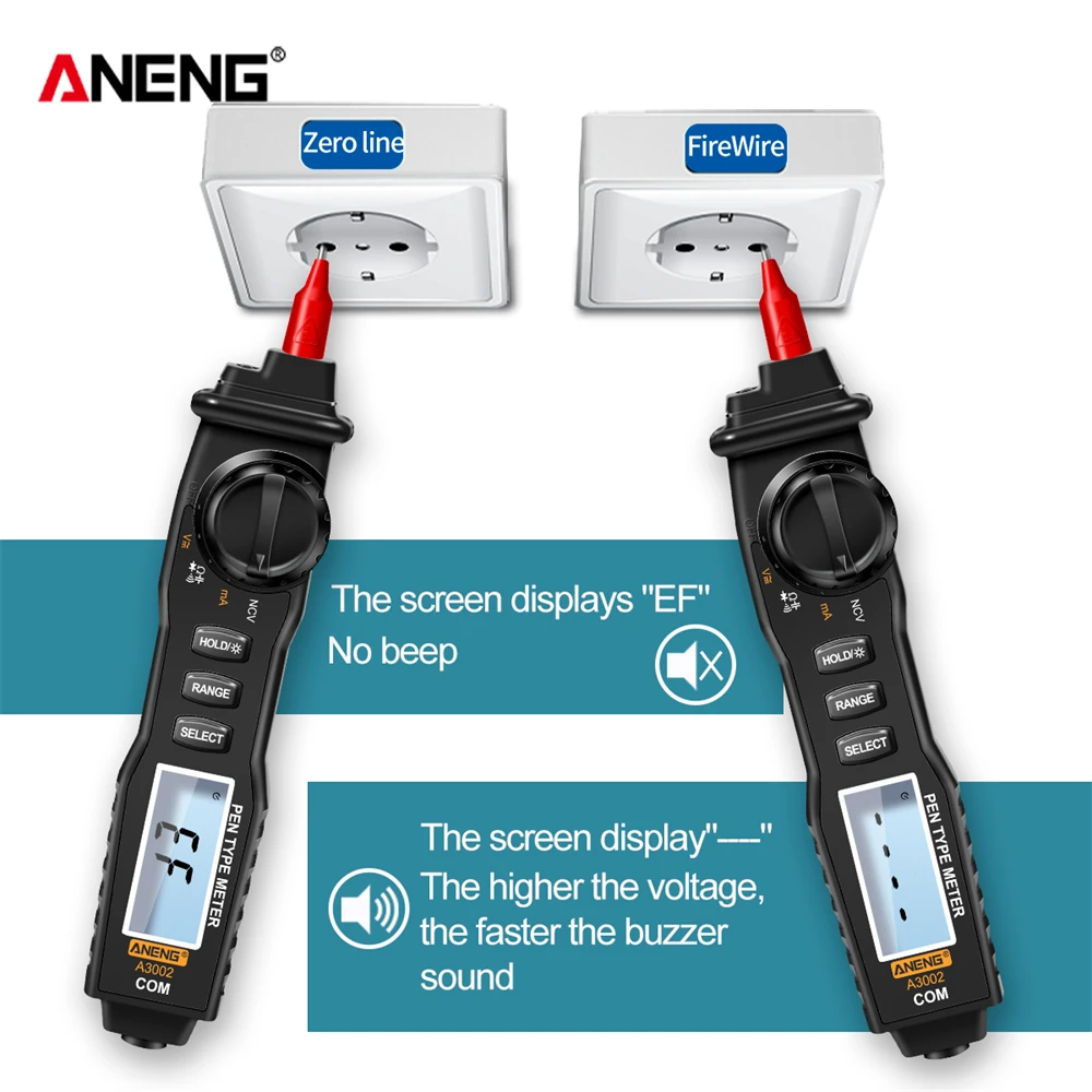 ANENG A3002 4000 Count Digital Multimeter Pen Type Non Contact Meter AC/DC Voltage Tester Resistance Continuity Electrician Tool digital multimeter multimeter tester