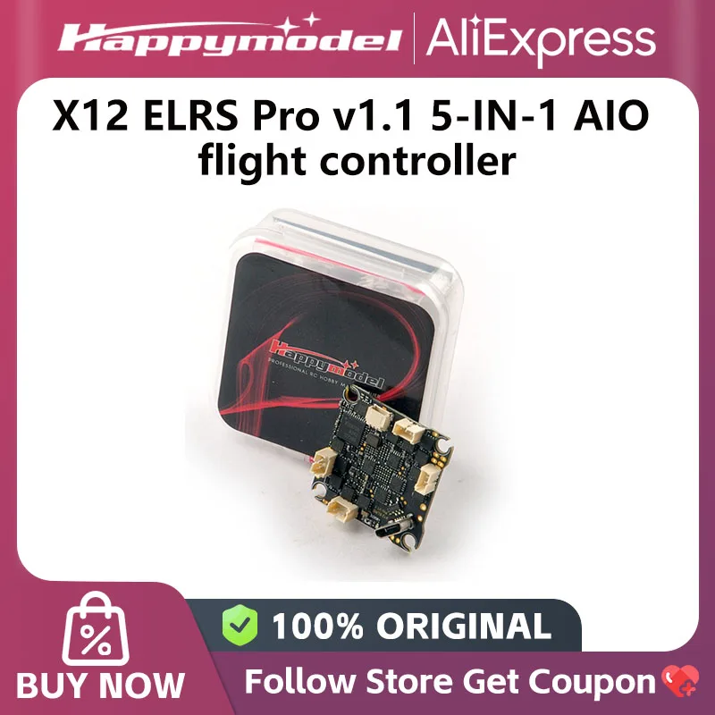 Happymodel X12 ELRS Pro v1.1 5-IN-1 AIO flight controller built-in 2.4G ELRS V3.0 / 400mW OPEN VTX / 12A ESC/ OSD