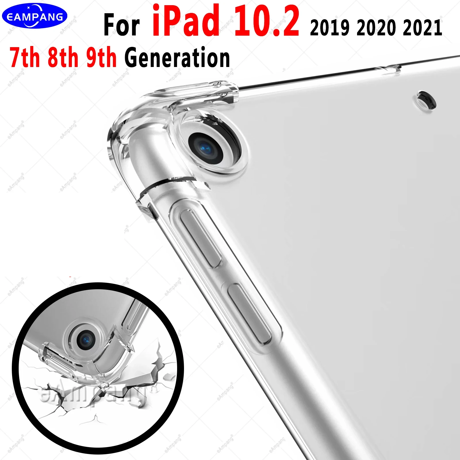 For iPad 10.2 Case Drop Resistance Soft TPU Silicon Cover for Apple iPad 10.2 7 7th 8 8th 9 9th Generation Funda