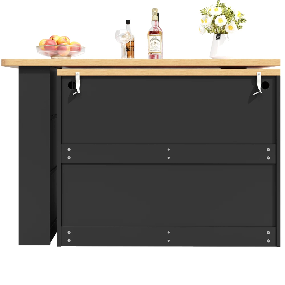 Teleskopischer ausziehbarer moderner Bartisch 135–203 x 39 x 92,8 cm | 360 ° Drehbar, mit LED-Leuchten und Ablagefach, Esszimmer – Detail 9