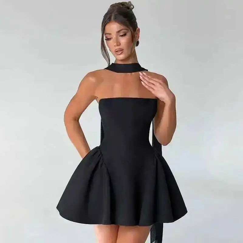 Elegant Off Shoulder A-Line Dress - Sexy Backless Mini Party Dress for Women
