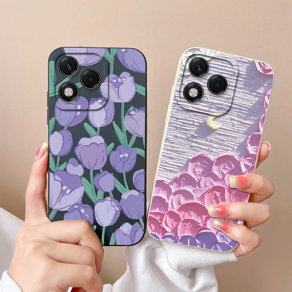 Lovely Flower Star Pattern Liquid Silicone Soft Case - High Quality Back Cover