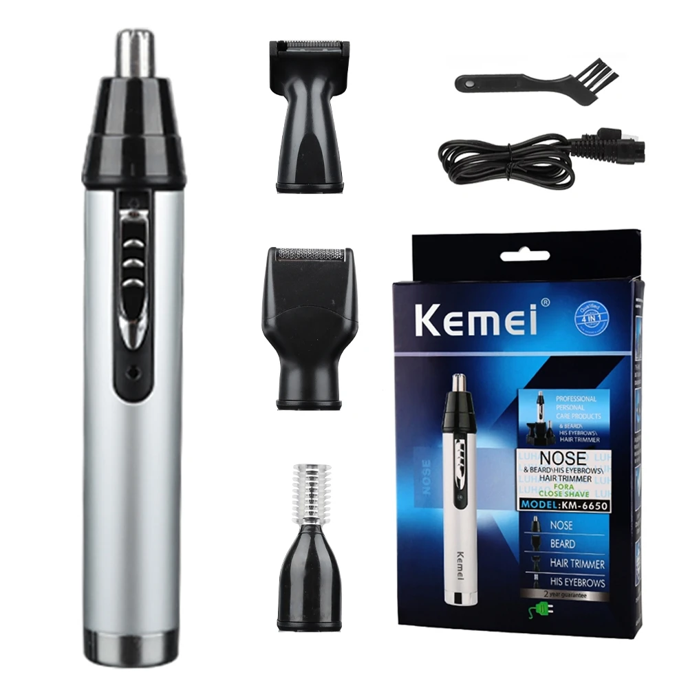 Kemei 4in1 Rechargeable Nose Ear Hair Trimmer For Men&Women Grooming