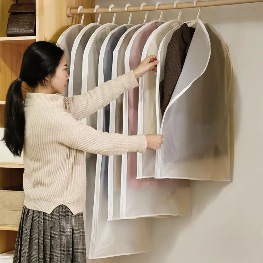Clothes Dust Cover Transparent Side Opening Zip Thickened Waterproof Armario De Ropa Suit Case Clothes Organizer Storage Bag