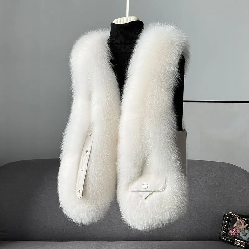 Autumn New 2023 Women Faux Fur Coat Thick Warm Slimming Short Waistcoat Fashion Casual Solid Color Outwear Simple All-match Top