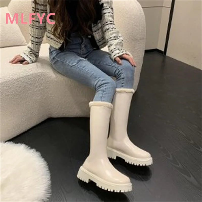 Thickened long boots for women in winter new fashion plush back zippered riding boots for ankle boots for women