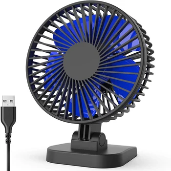 책상 사무실 테이블용 USB 책상 팬, 작지만 강력하고 조용한 휴대용 팬, 더 나은 냉각을 위한 40 ° 조정, 3 가지 속도, 코드