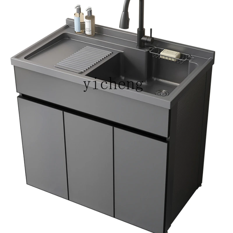 Xl Balcone Lavaggio Armadio All-In-One Mobiletto Lavabo Combinato Con Lavabo Slot Vasca Lavanderia