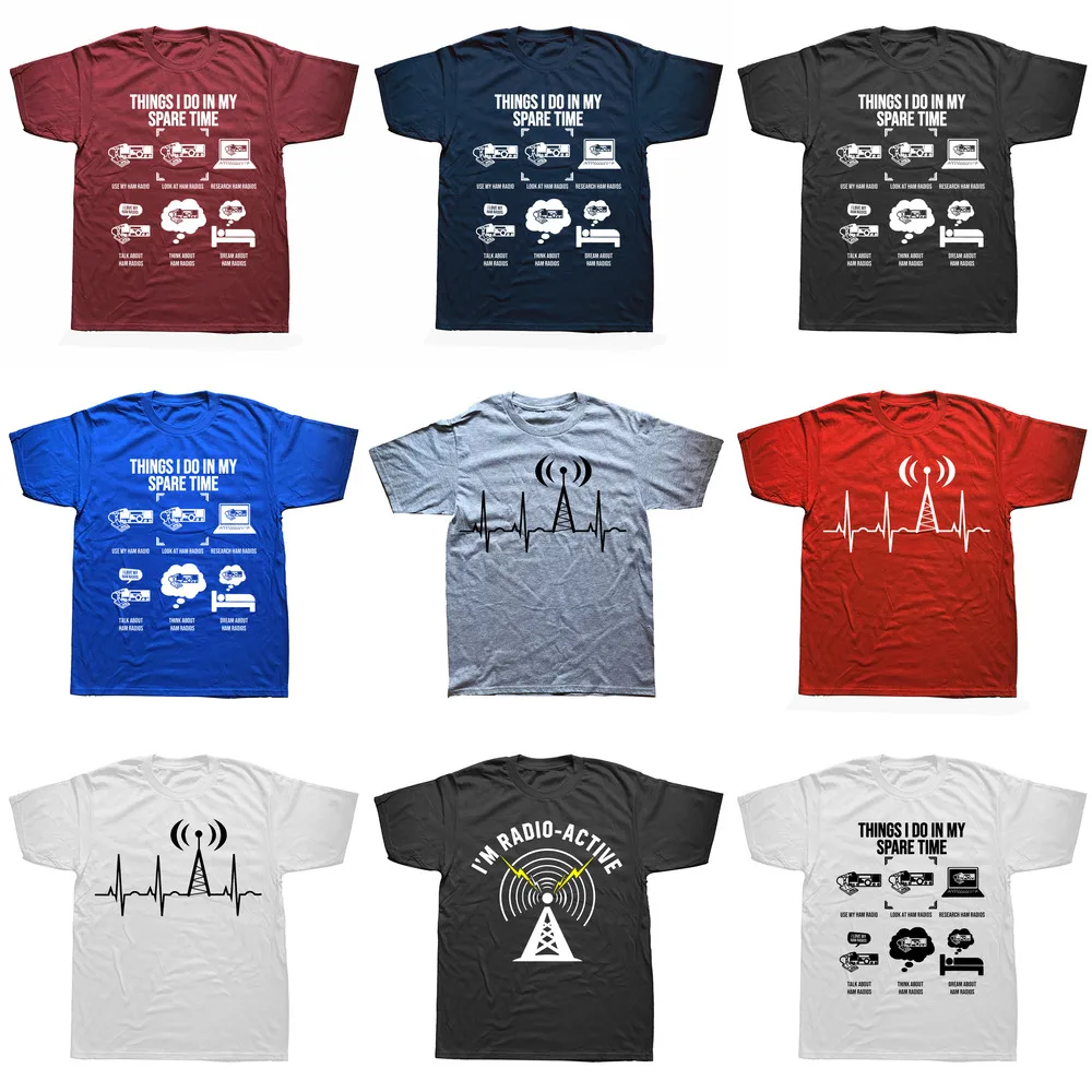 I'm Radio-Active With Tower Funny Ham Radio Tee Tops Round Neck Short-Sleeve Fashion Tshirt Clothing Casual Basic_voghion.com