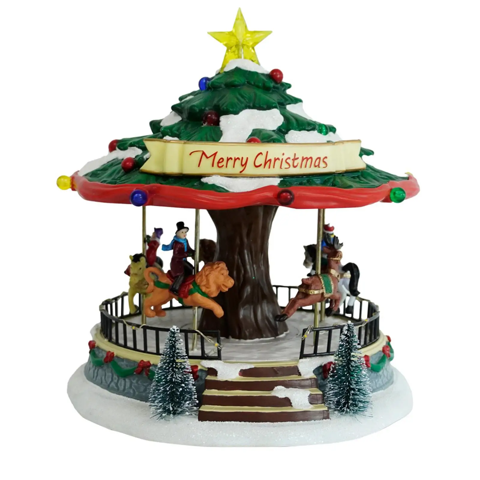 

Lighted Christmas Carousel Music Box with Music and Light Mini Tabletop Ornament for Living Room Anniversary Xmas Holiday Decor