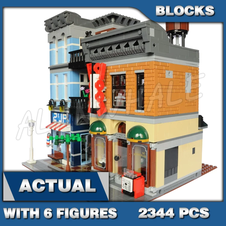 

2344pcs creative Expert Modular Street View Detective Office Barbershop 15011 Building Block Sets Compatible With Model