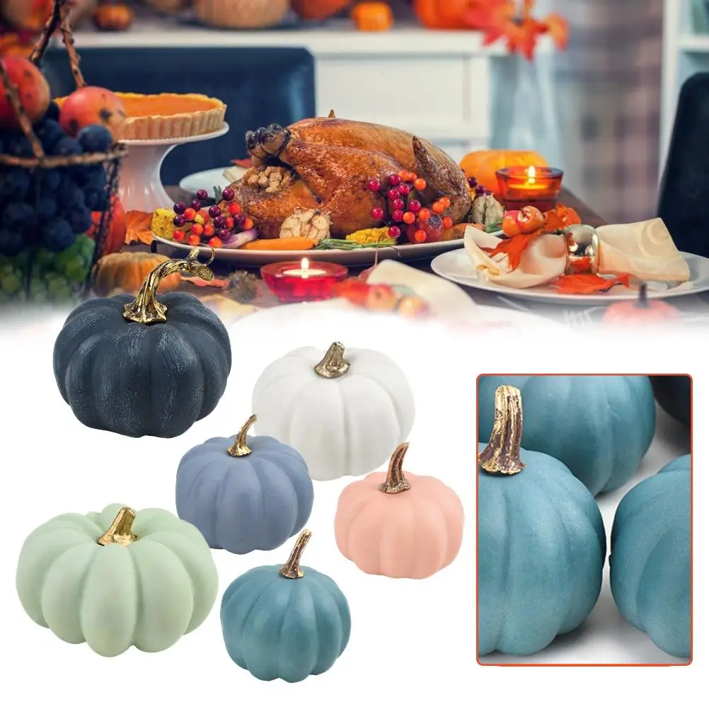 Artificial Autumn Pumpkins Fake Foam Pumpkins For Halloween Thanksgiving Halloween Decoration 16Pcs