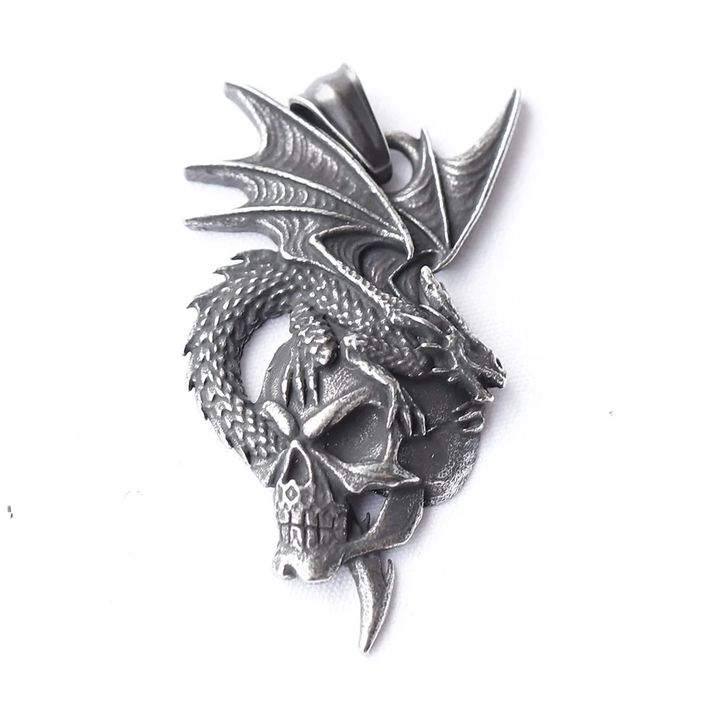 PikaLF Collana drago per uomo, collana con ciondolo totem drago retrò