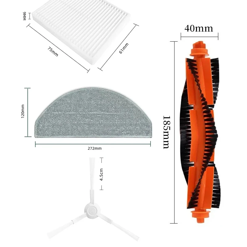 Xiaomi Robot Aspirador Peças de Reposição, E10, E12, B112, Rolo, Escova Lateral, Filtro Hepa, Mop Pano, Trapos, Acessórios