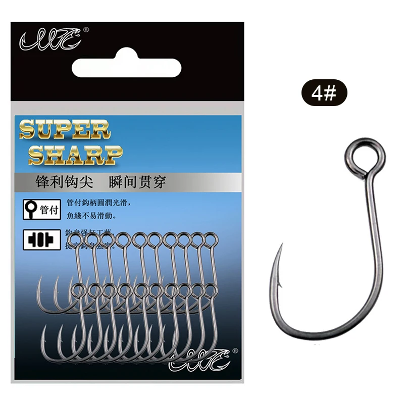 Premium Big Eye Single Fishing Hooks Set - Versatile Sizes for Live Bait and Hardbait Fishing