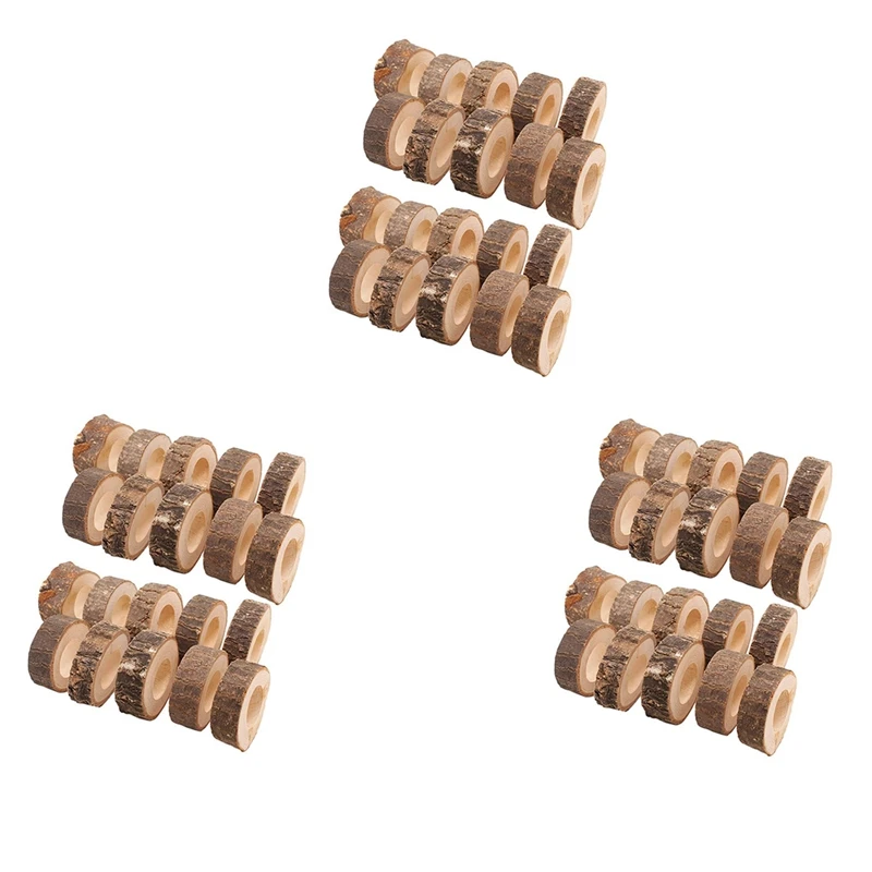 

60 Pcs Wooden Napkin Ring Christmas Napkin Ring Holders Round Serviette Holder Decorative Napkin Rings 1.18In