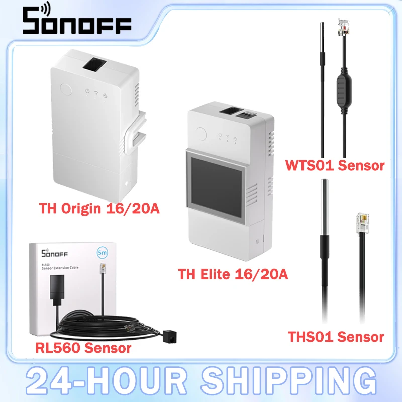 SONOFF TH Elite 와이파이 스마트 스위치 감지기, 온도 습도 리모컨 모니터, 구글 홈, 알렉사와 작동, 16A, 20A