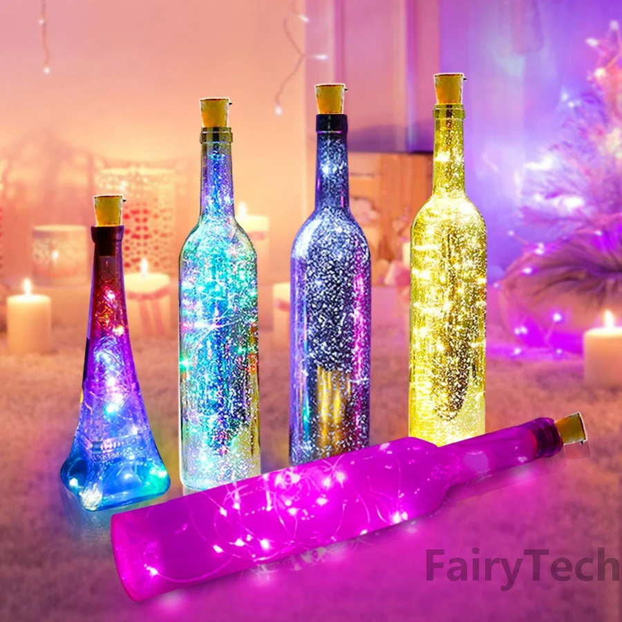 10 PCS Battery powered wine bottle lights led fairy lights decorative lights Wine cork bottle light 30LED Fairy light bar birthday party bottle stopper bar
