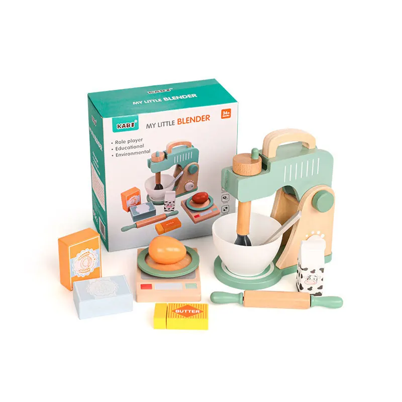 Kids Kitchen Toy Set Wooden Coffee Maker Set Simulation Cookie Maker Kit Pretend Play Educational Toys Gifts for Girls Boys