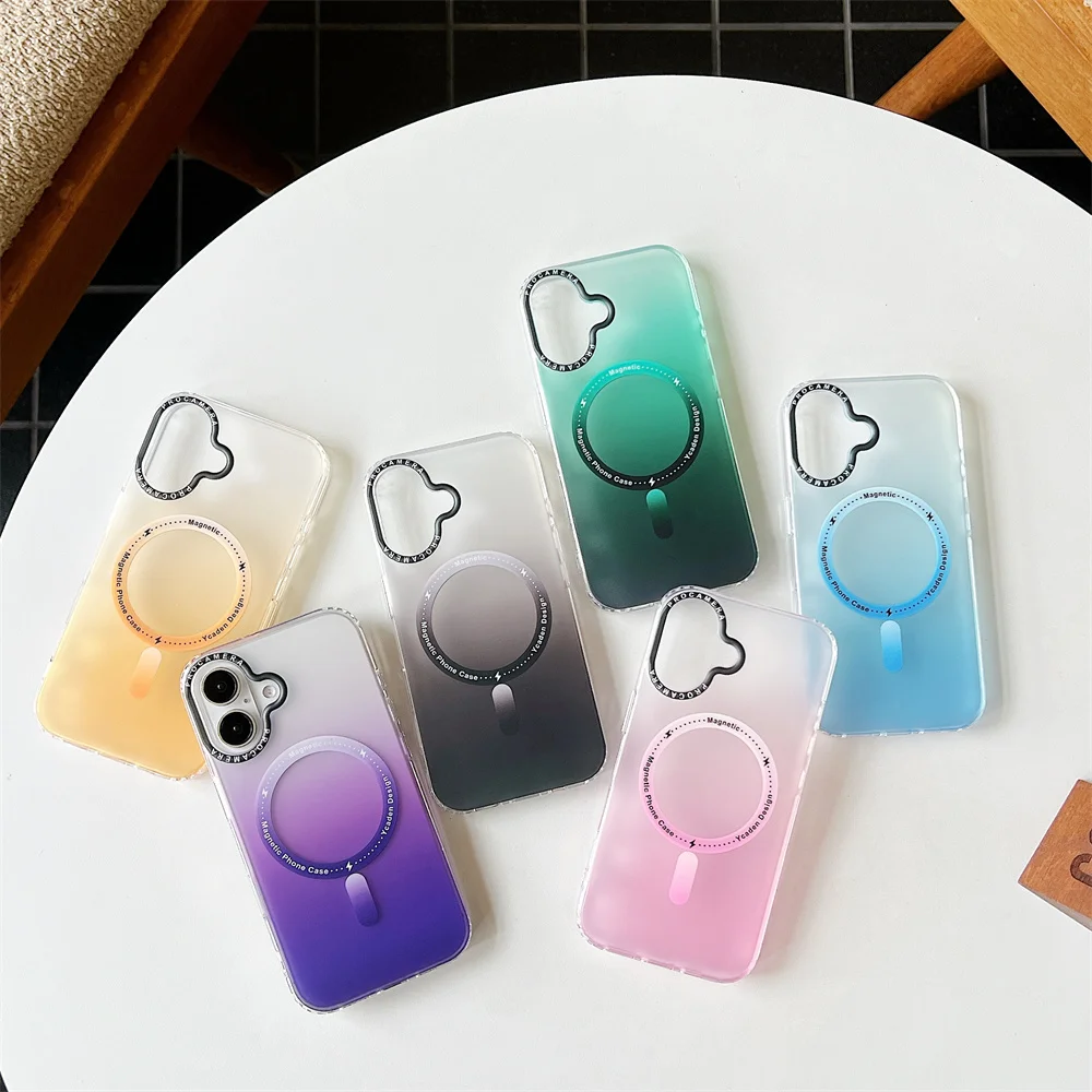 Pour iPhone 16 Pro Max Gradient Aurora Slim Matte Magnetic Case Pour iPhone 11 12 13 14 15 16 Pro Max Plus Mini Housse Antichoc_voghion.com