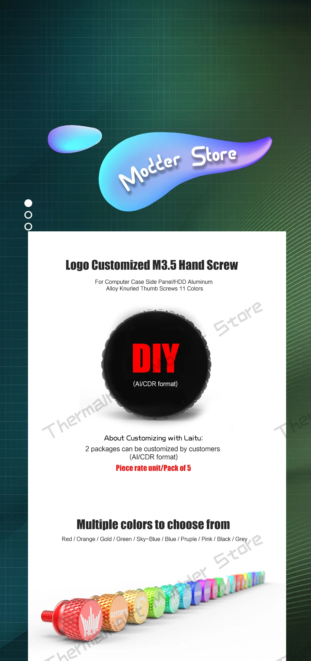 parafuso 18 logotipos, PC opcional embelezar parte Mod, 11 cores, 5pcs