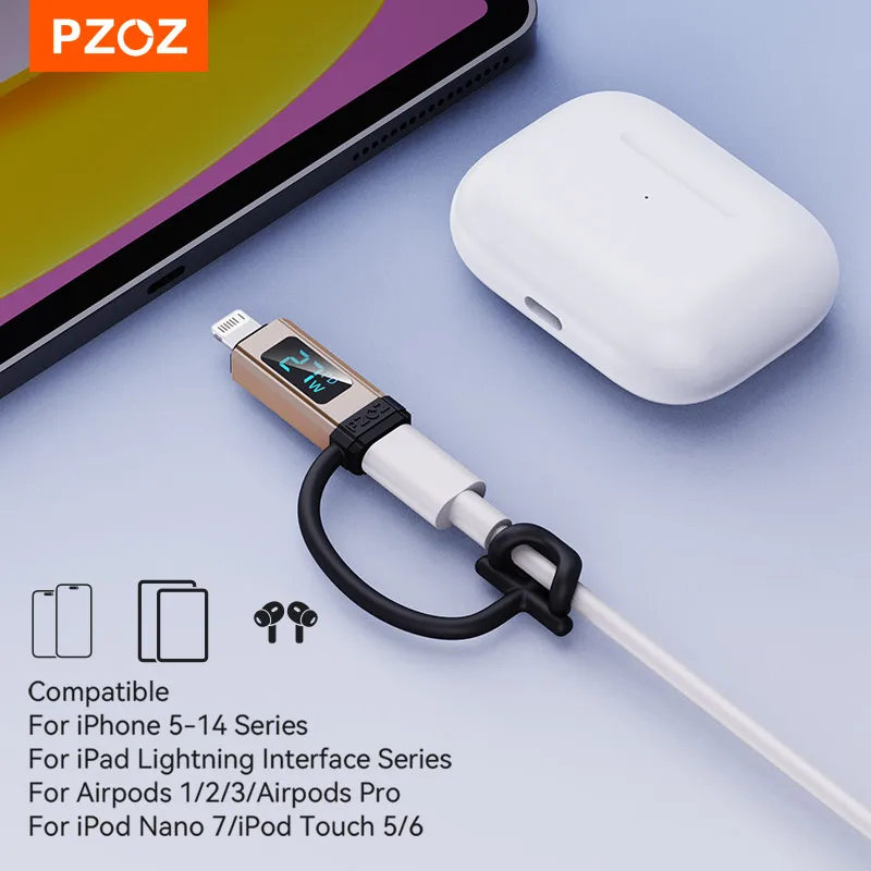 PZOZ 타입 C to 타입 C 라이트닝 OTG 어댑터 모바일 충전기 비디오 전송 타입 C (썬더볼트 4/3 맥북 프로/에어 아이패드 USB-C 호환)