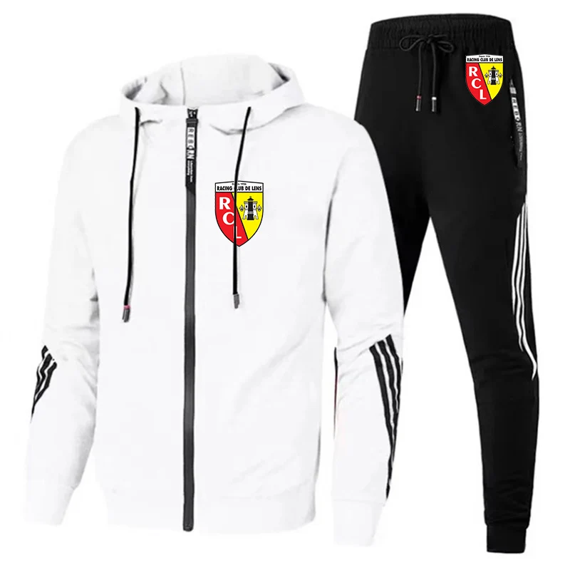Ensemble décontracté imprimé Euro Club Rc Lens pour hommes, survêtements Sportedly, sweats à capuche et pantalons, Hip Hop Street Aadt, printemps, automne, nouveau, 2 pièces