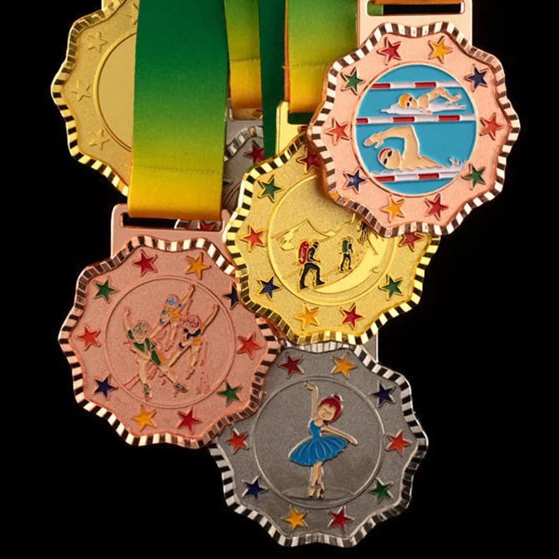 Customized Marathon Competition Medal, Various Sports Awards, Metal, Gold, Silver, Bronze Listing, Children's Honor Medals, 2Pcs