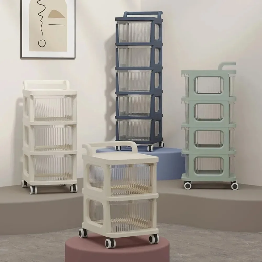 Transparent Trolley Drawer-Type Multi-Layer Acrylic Household Mobile Kitchen Storage Rack Space Save Snack Rack Trolley