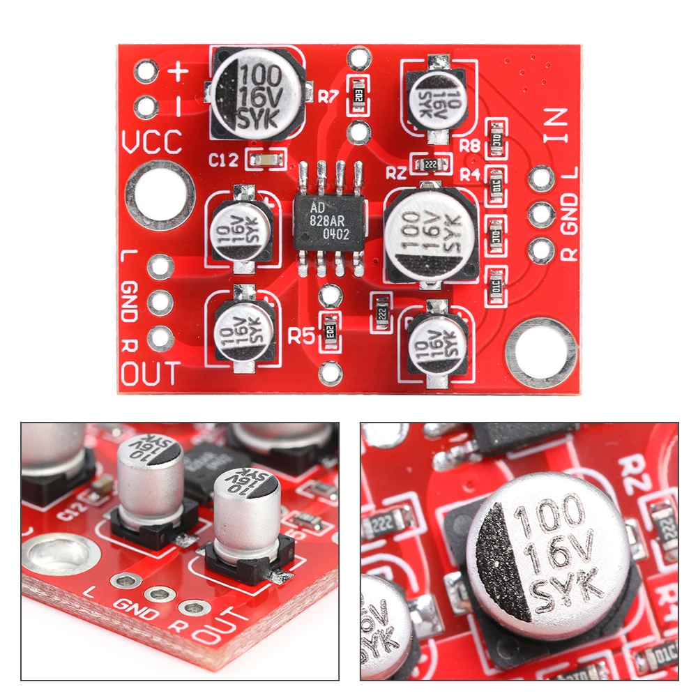 Audio Amplifier Board Pre Amplifier Microphone Preamplifier Board Preamp Stereo Preamp Power Amplifier Board Preamplifier Module 5-15V AD828 Accessories