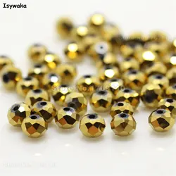 Isywaka Pink Silver Faceted Crystal Glass Spacer Beads for Jewelry Making, 50pcs (Shining Golden)
