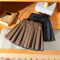 2025 New Spring Autumn Summer Girls Kids faux Leather PU Belt skirts Fashion Casual Comfortable Cute Baby Children Clothing