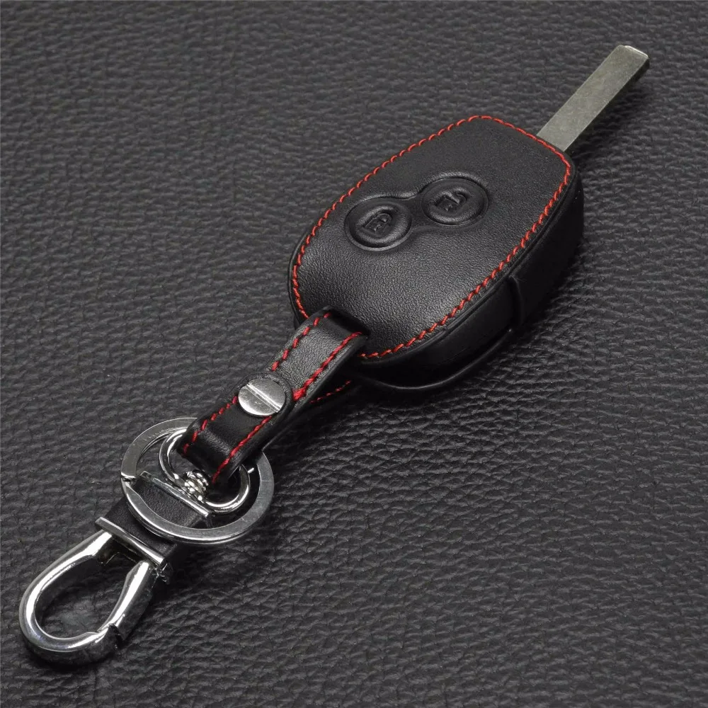 jingyuqin Remote 2 Buttons Leather Car Key Bag Holder Case Cover for Renault Clio Dacia Logan Sandero Megane Modus Espace Kangoo Key Case Key Case Cover Remote Control Case Cover