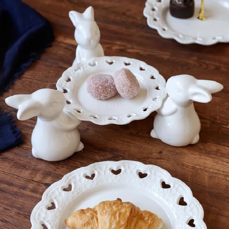 Nordic Bunny Cake Tray Banquet Display Tray High-legged Dessert Rack Dessert Table Afternoon Tea Plate Ornaments