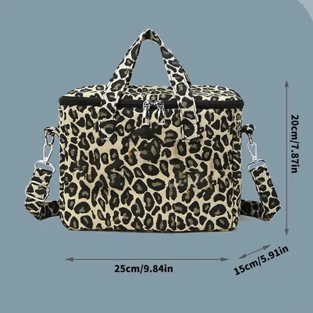 Q81A Compact Diaper Bag Alternative with Organized Compartments Stylish Leopard Designs Storage Pouches for Modern Moms 6