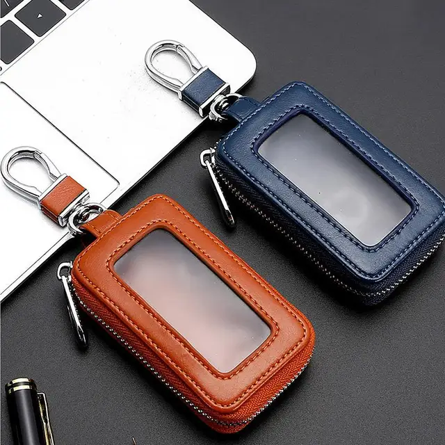 ontto Custodia per chiave auto, adatta per Land Rover Defender Discovery Evoque LR4 Range Rover Sport Jaguar XE XF XJ telecomando portachiavi in pelle accessori auto -A blu