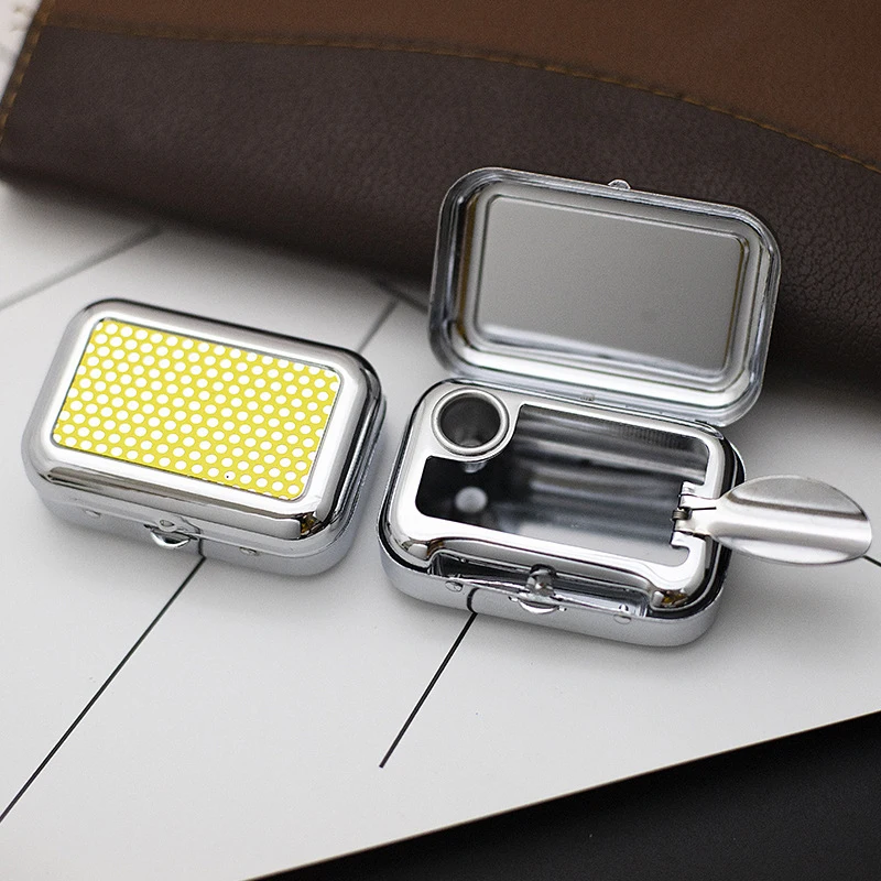 Portable ashtray Mini Portable Pocket Ashtray Creative Personalized Trendy Fashionable Outdoor Travel Carry-On Lid Ashtray