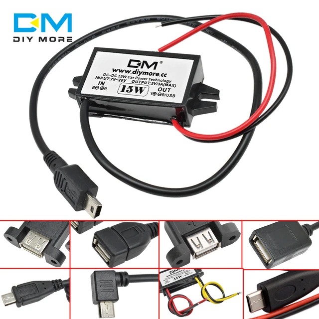 DC-DC 12V to 5V 3A 15W Car Power Converter Micro Mini USB Step Down Voltage  Power Supply Output Adapter with Reverse Protection - AliExpress